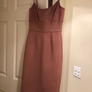 NWOT BCBG Maxazria blush suede midi dress